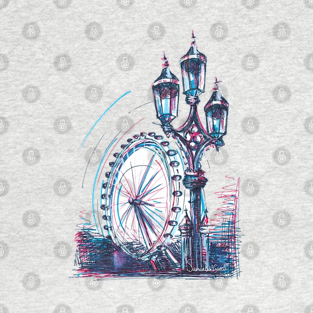 London Eye London City Skyscape Illustration by samanthagarrett